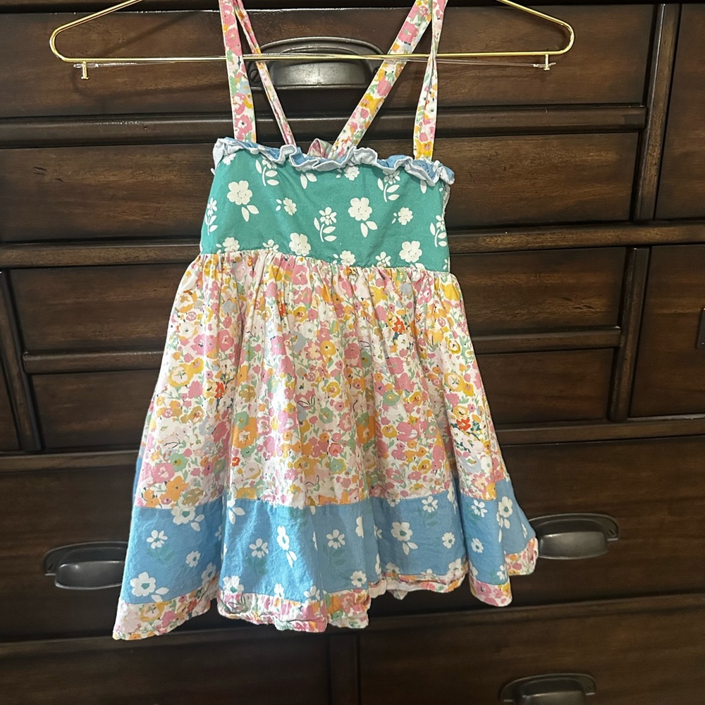 Floral Sundress with Blue and Pink Accents
